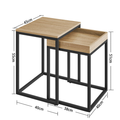 2er Set Couchtische – moderner Wohnzimmertisch mit Stahlgestell