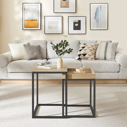 2er Set Couchtische – moderner Wohnzimmertisch mit Stahlgestell