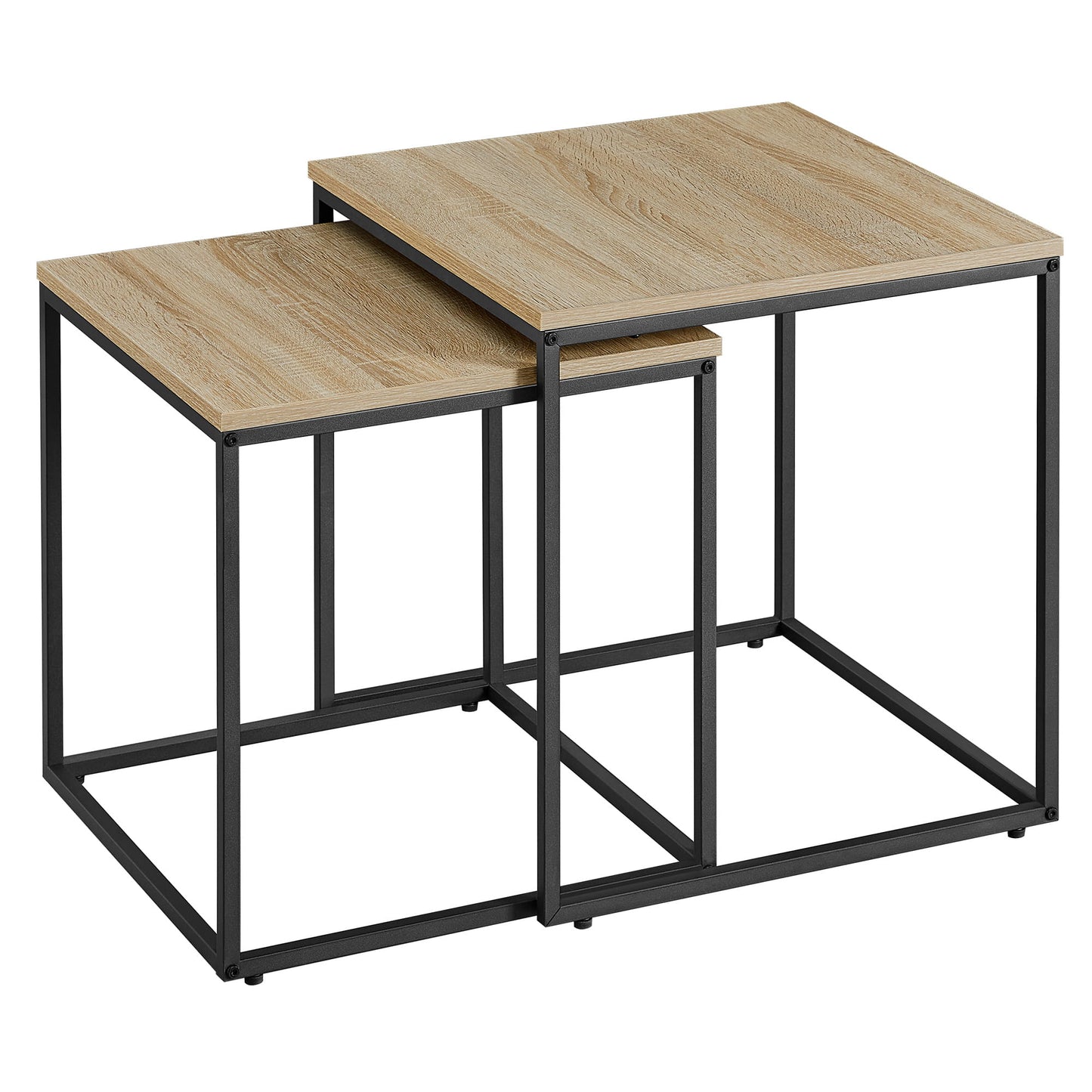 2er Set Couchtische quadratisch – moderner Wohnzimmertisch mit Metallgestell