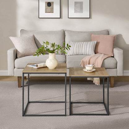 2er Set Couchtische quadratisch – moderner Wohnzimmertisch mit Metallgestell