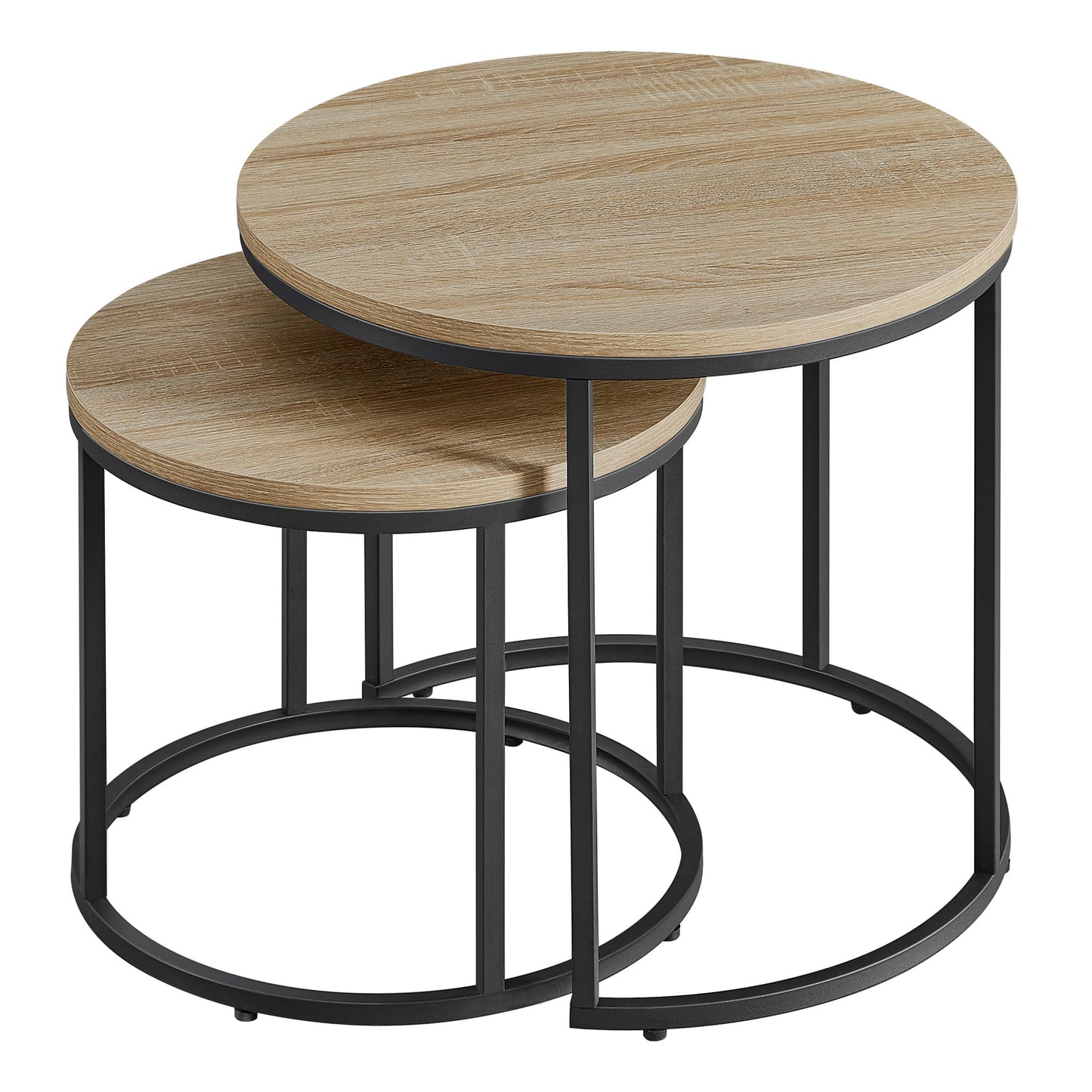 2er Set Couchtische rund – moderner Wohnzimmertisch mit Metallgestell