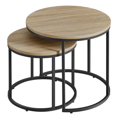 2er Set Couchtische rund – moderner Wohnzimmertisch mit Metallgestell