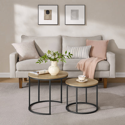 2er Set Couchtische rund – moderner Wohnzimmertisch mit Metallgestell