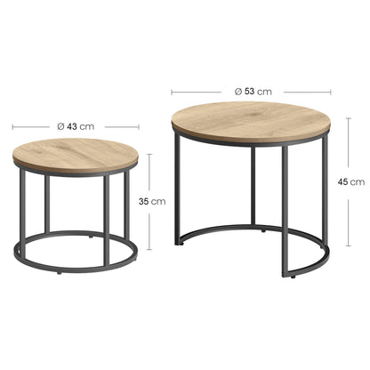 2er Set Couchtische rund – moderner Wohnzimmertisch mit Metallgestell