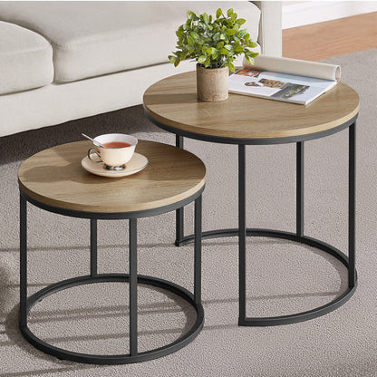 2er Set Couchtische rund – moderner Wohnzimmertisch mit Metallgestell