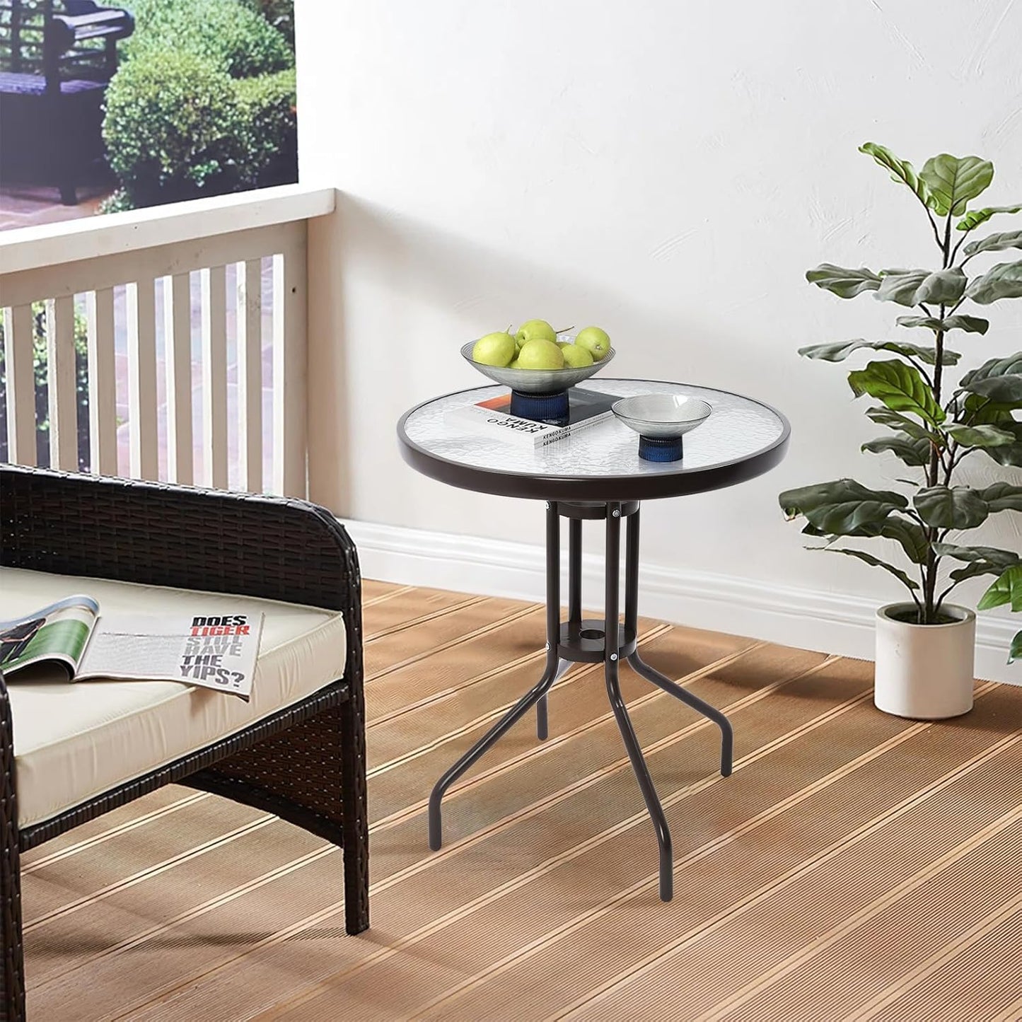Gartentisch ISLA mit Glasplatte – rund, quadratisch oder halbrund balkontisch
