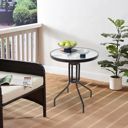Gartentisch ISLA mit Glasplatte – rund, quadratisch oder halbrund balkontisch