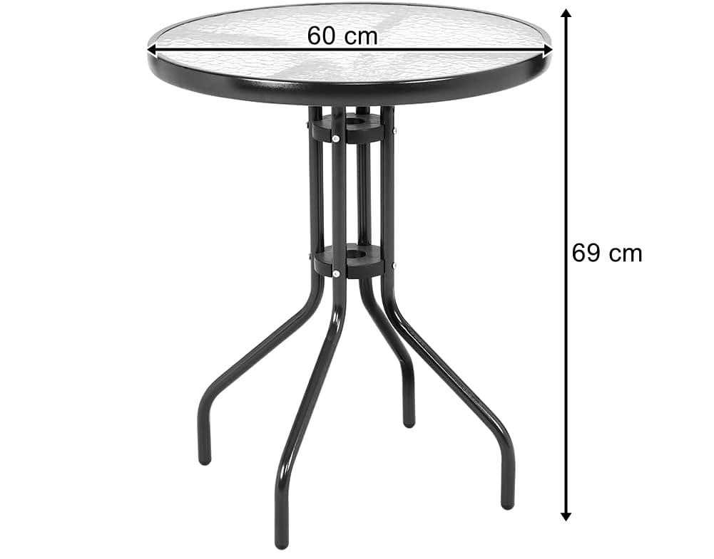 Gartentisch ISLA mit Glasplatte – rund, quadratisch oder halbrund balkontisch