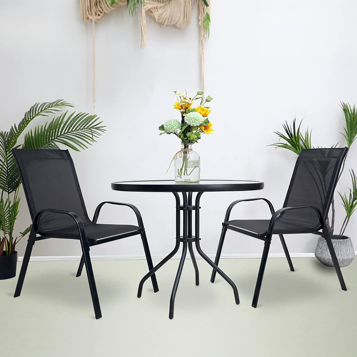 Gartentisch ISLA mit Glasplatte – rund, quadratisch oder halbrund balkontisch