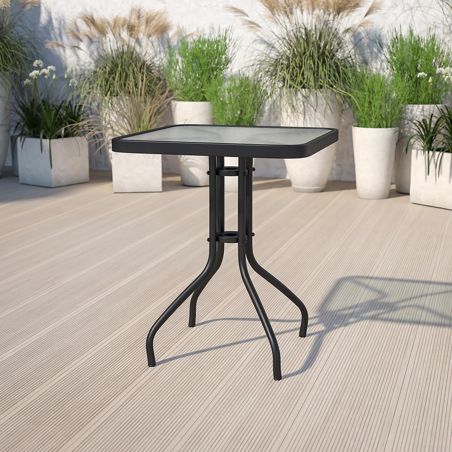 Gartentisch ISLA mit Glasplatte – rund, quadratisch oder halbrund balkontisch