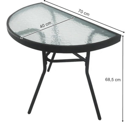 Gartentisch ISLA mit Glasplatte – rund, quadratisch oder halbrund balkontisch