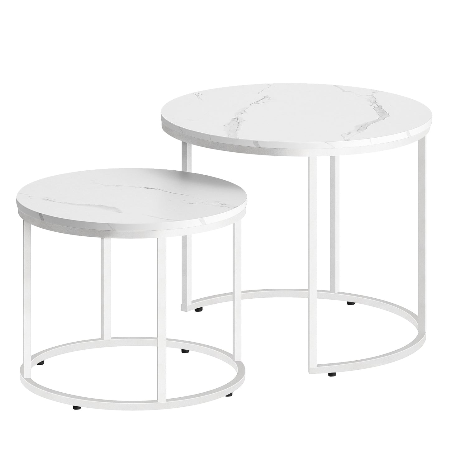 2er Set Couchtische rund – moderner Wohnzimmertisch mit Metallgestell