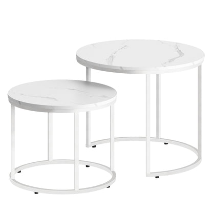 2er Set Couchtische rund – moderner Wohnzimmertisch mit Metallgestell