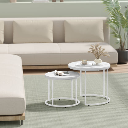 2er Set Couchtische rund – moderner Wohnzimmertisch mit Metallgestell