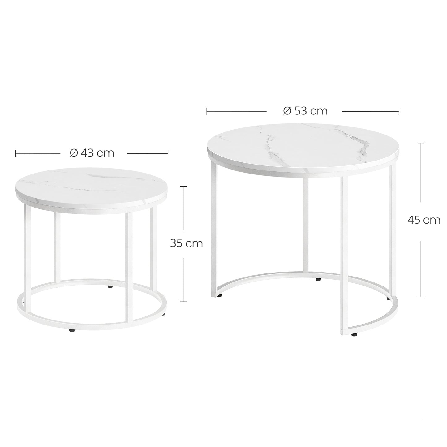 2er Set Couchtische rund – moderner Wohnzimmertisch mit Metallgestell