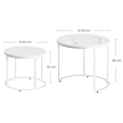 2er Set Couchtische rund – moderner Wohnzimmertisch mit Metallgestell