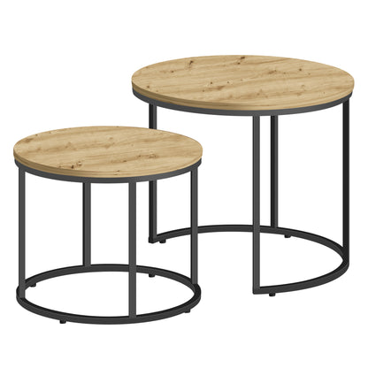 2er Set Couchtische rund – moderner Wohnzimmertisch mit Metallgestell