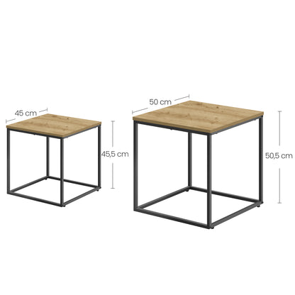 2er Set Couchtische quadratisch – moderner Wohnzimmertisch mit Metallgestell