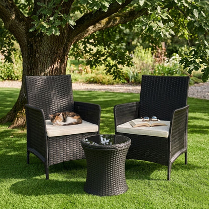 Gartenstuhl mit Sitzkissen – Rattan-Optik für Balkon und Terrasse
