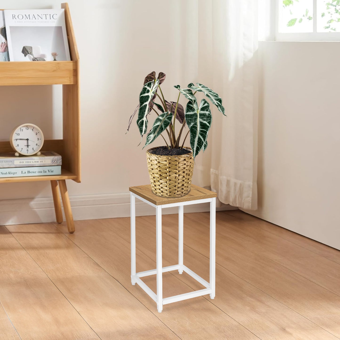 Blumenständer Metall mit Ablage – Pflanzenständer für Wohnzimmer und Flur