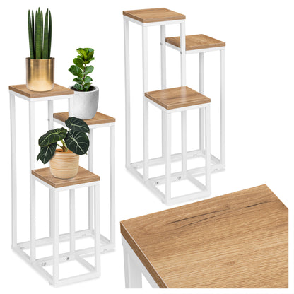 Blumenständer mit 3 Ablagen – Pflanzenregal mit schwarzem Metallgestell