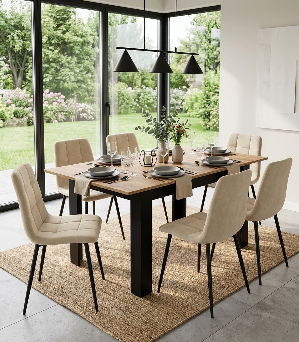 Esstisch ausziehbar 120–160 × 80 cm – moderner Tisch für Küche und Esszimmer