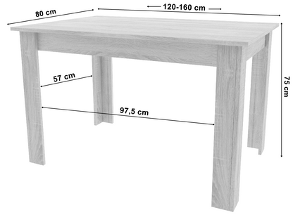 Esstisch ausziehbar 120–160 × 80 cm – moderner Tisch für Küche und Esszimmer