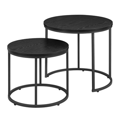2er Set Couchtische rund – moderner Wohnzimmertisch mit Metallgestell