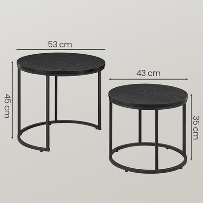2er Set Couchtische rund – moderner Wohnzimmertisch mit Metallgestell