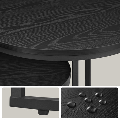 2er Set Couchtische rund – moderner Wohnzimmertisch mit Metallgestell