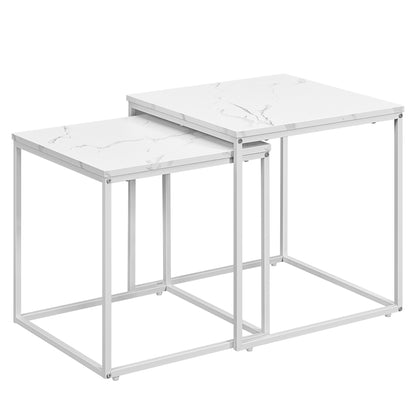 2er Set Couchtische quadratisch – moderner Wohnzimmertisch mit Metallgestell