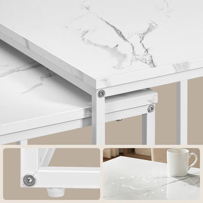 2er Set Couchtische quadratisch – moderner Wohnzimmertisch mit Metallgestell