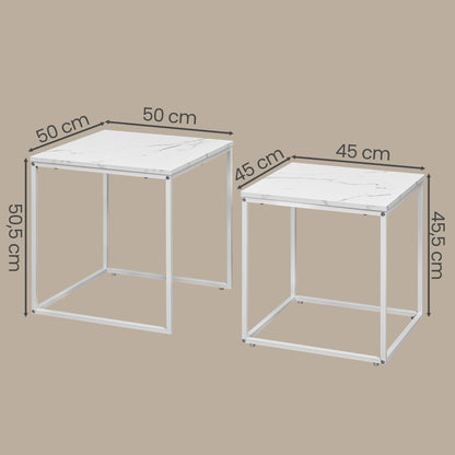 2er Set Couchtische quadratisch – moderner Wohnzimmertisch mit Metallgestell