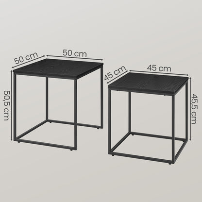 2er Set Couchtische quadratisch – moderner Wohnzimmertisch mit Metallgestell