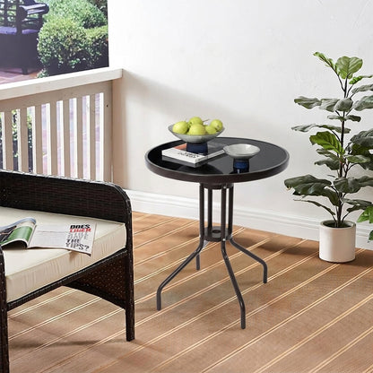 Gartentisch ISLA mit Glasplatte – rund, quadratisch oder halbrund balkontisch