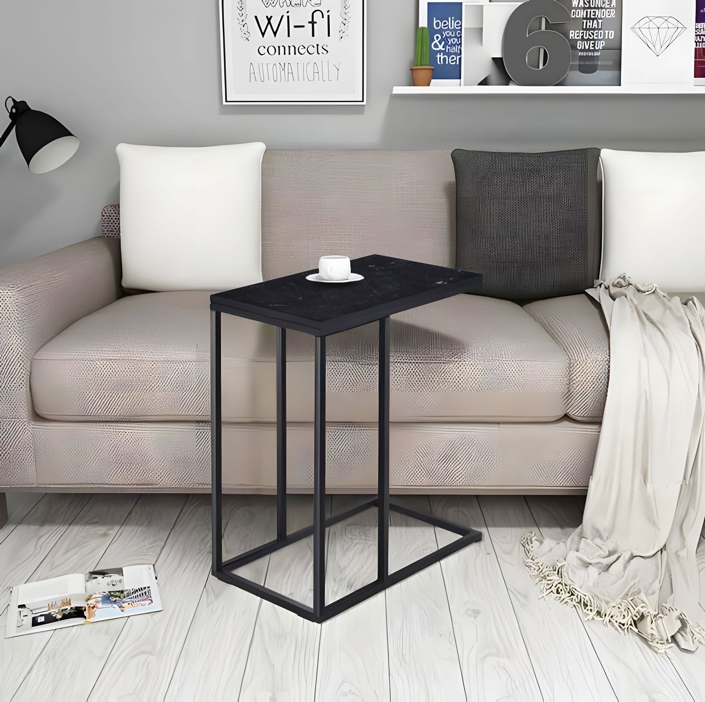 Beistelltisch C-Form für Laptop und Sofa – moderner Sofatisch