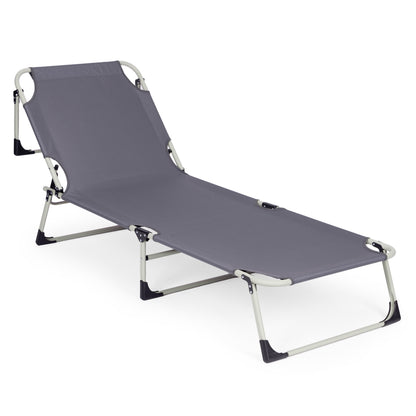 Gartenliege klappbar mit Matratze und Kissen – Grau
