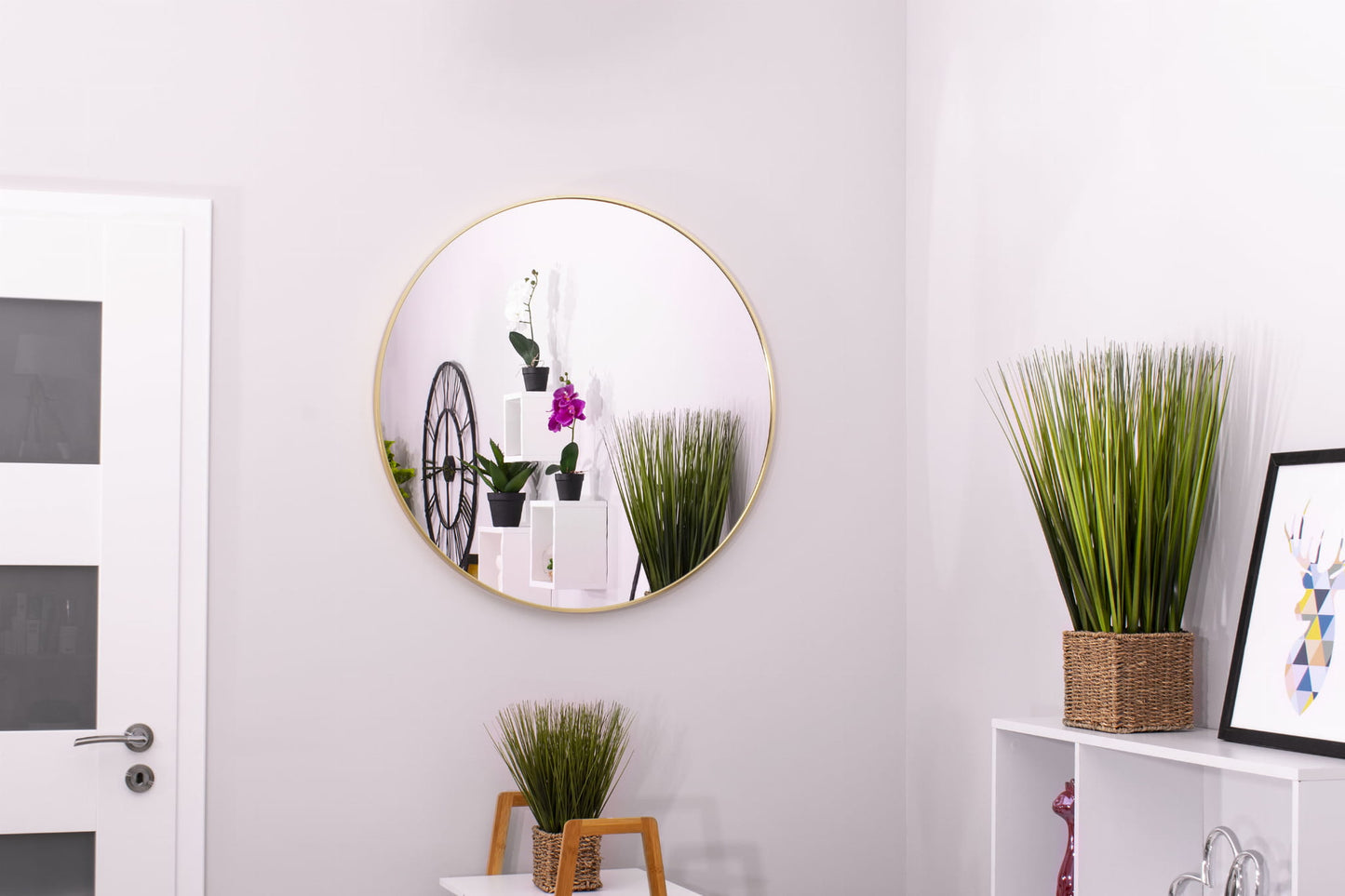 Wandspiegel rund mit Metallrahmen – Gold oder Schwarz, 40–80 cm