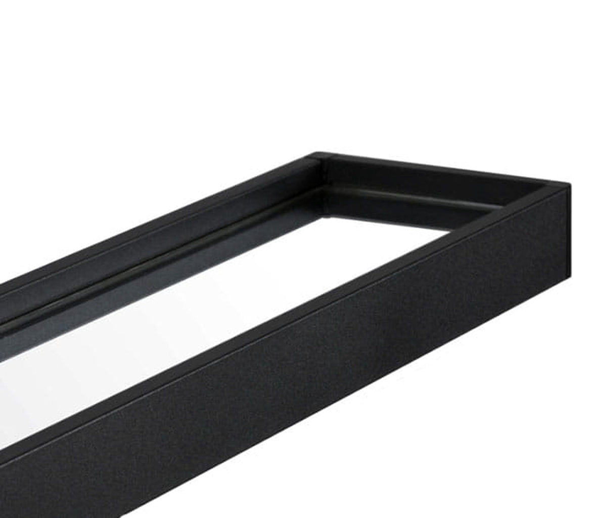 Wandspiegel rund mit Ablage und Handtuchhalter – schwarzer Metallrahmen
