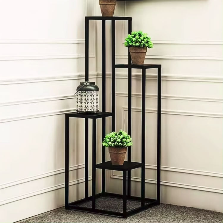 Blumenständer mit 4 Ablagen, 69,5 cm, Holzoptik und Metall