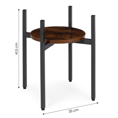 Maße: Blumenständer mit runder Ablage, Holzoptik und Metall – 41,5 cm