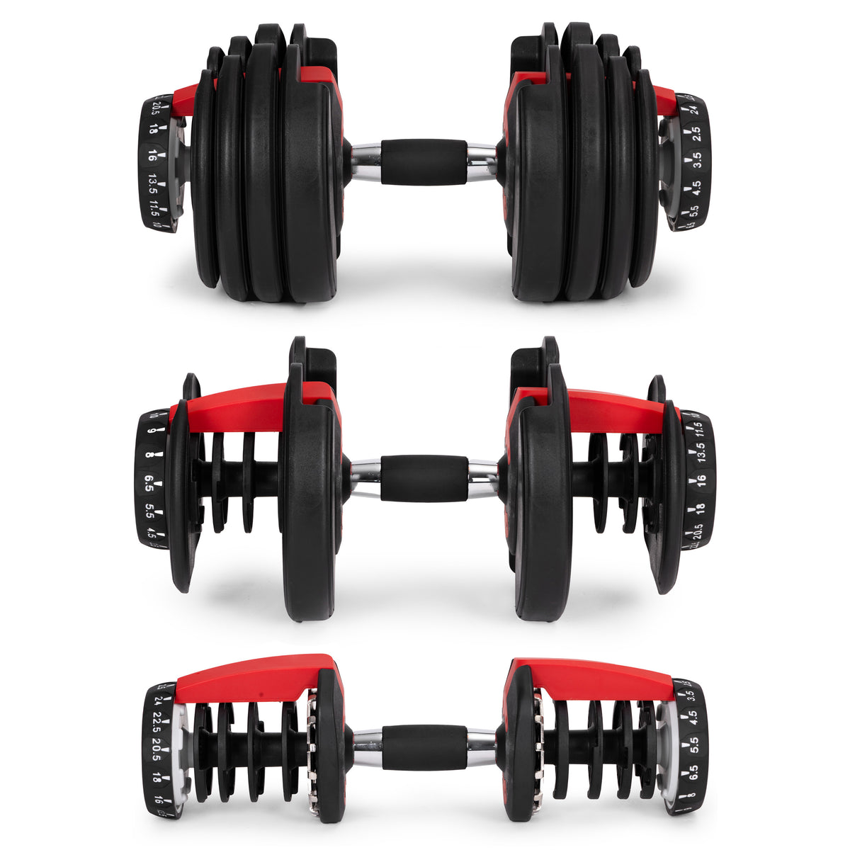 Kurzhantel verstellbar von 2,5 bis 24 kg mit Ablage
