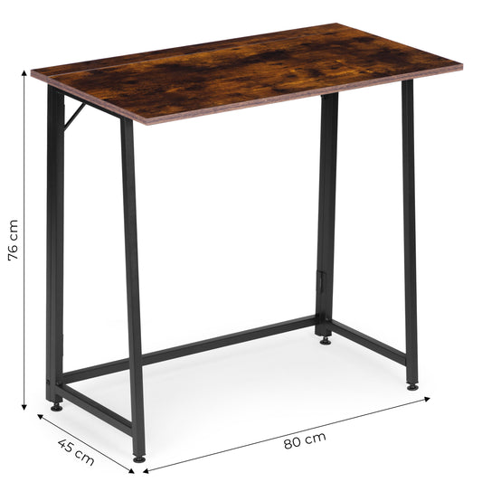 Klappschreibtisch ARLO, 80 × 45 cm – Nussbaum Rustikal / Schwarz – Maße