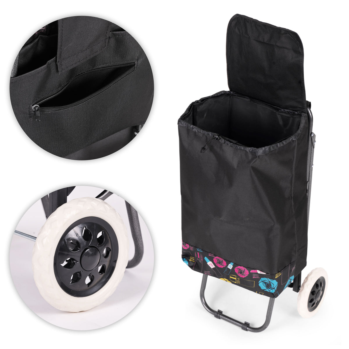 Einkaufstrolley NORA, 30 L mit klappbarem Sitz