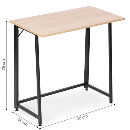 Klappschreibtisch ARLO, 80 × 45 cm – Eiche / Schwarz – Maße