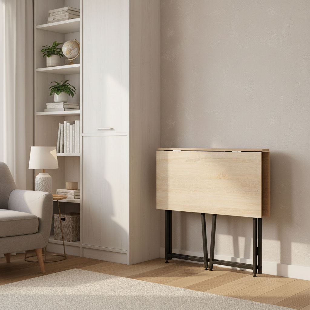 Klappschreibtisch ARLO, 80 × 45 cm – Eiche / Schwarz – Ansicht 3