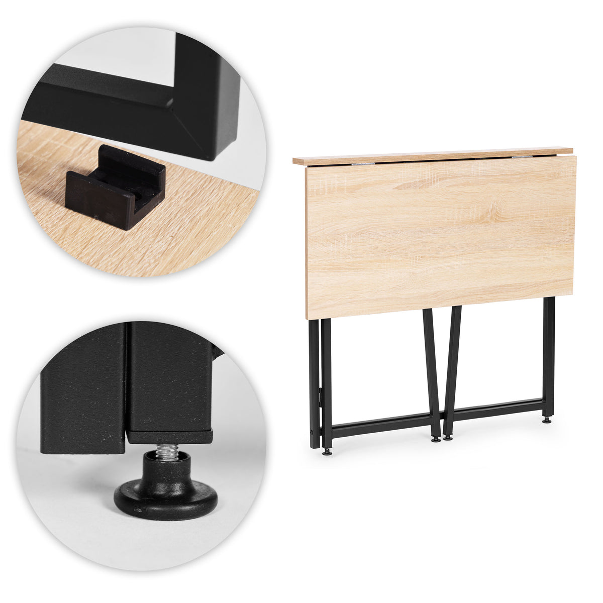 Klappschreibtisch ARLO, 80 × 45 cm – Eiche / Schwarz – Ansicht 8