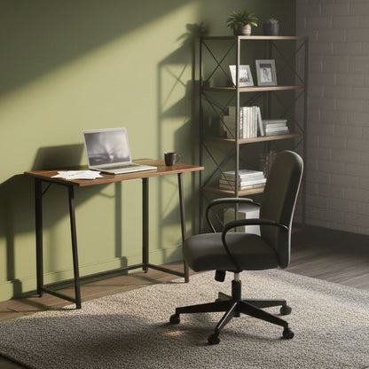 Klappschreibtisch ARLO, 80 × 45 cm – Nussbaum Dunkel / Schwarz – Ansicht 2