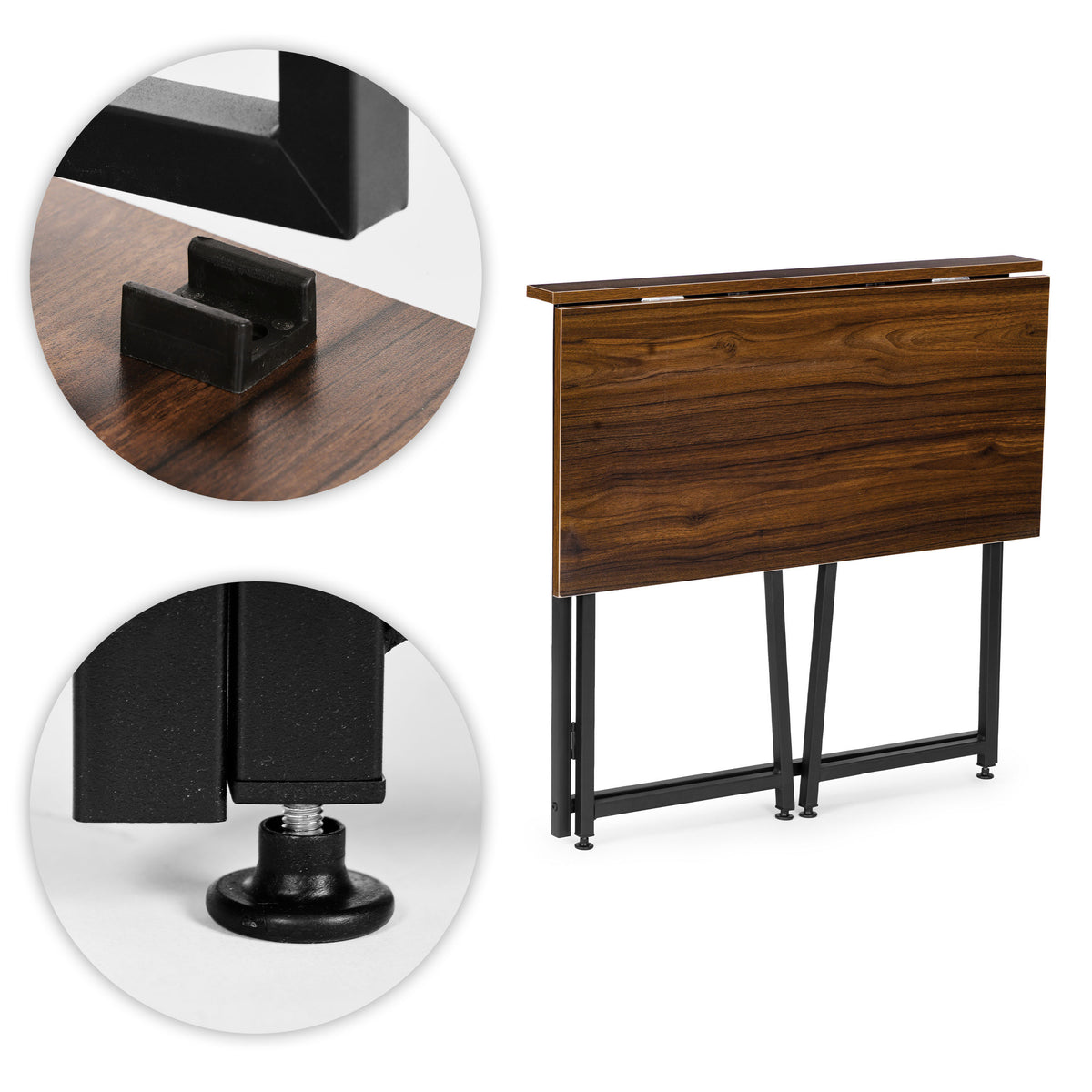 Klappschreibtisch ARLO, 80 × 45 cm – Nussbaum Dunkel / Schwarz – Ansicht 8