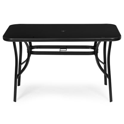 Gartentisch mit Hartglasplatte und Schirmloch, 120 × 70 cm